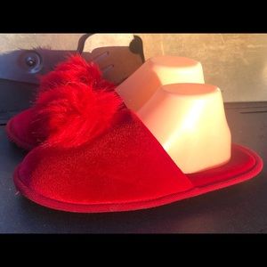 Victory Secret Red Pom Pom Slippers Size Large